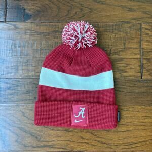 Men's Nike Crimson Alabama Beanie with Pom Sportswear Cuff Knit